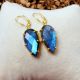 Natural Labradorite dangle earring, Brass gemstone earring, Wholesale jewelry